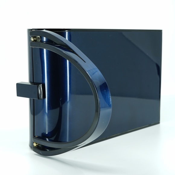 1950s WILARDY Vintage Navy Lucite Bar Clasp Purse - Picture 8 of 16